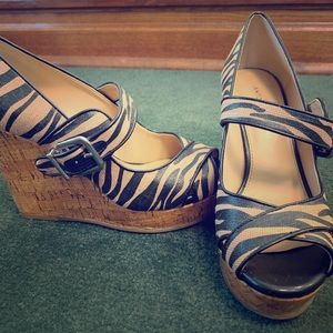 Antonio Melani Zebra Wedge Sandals